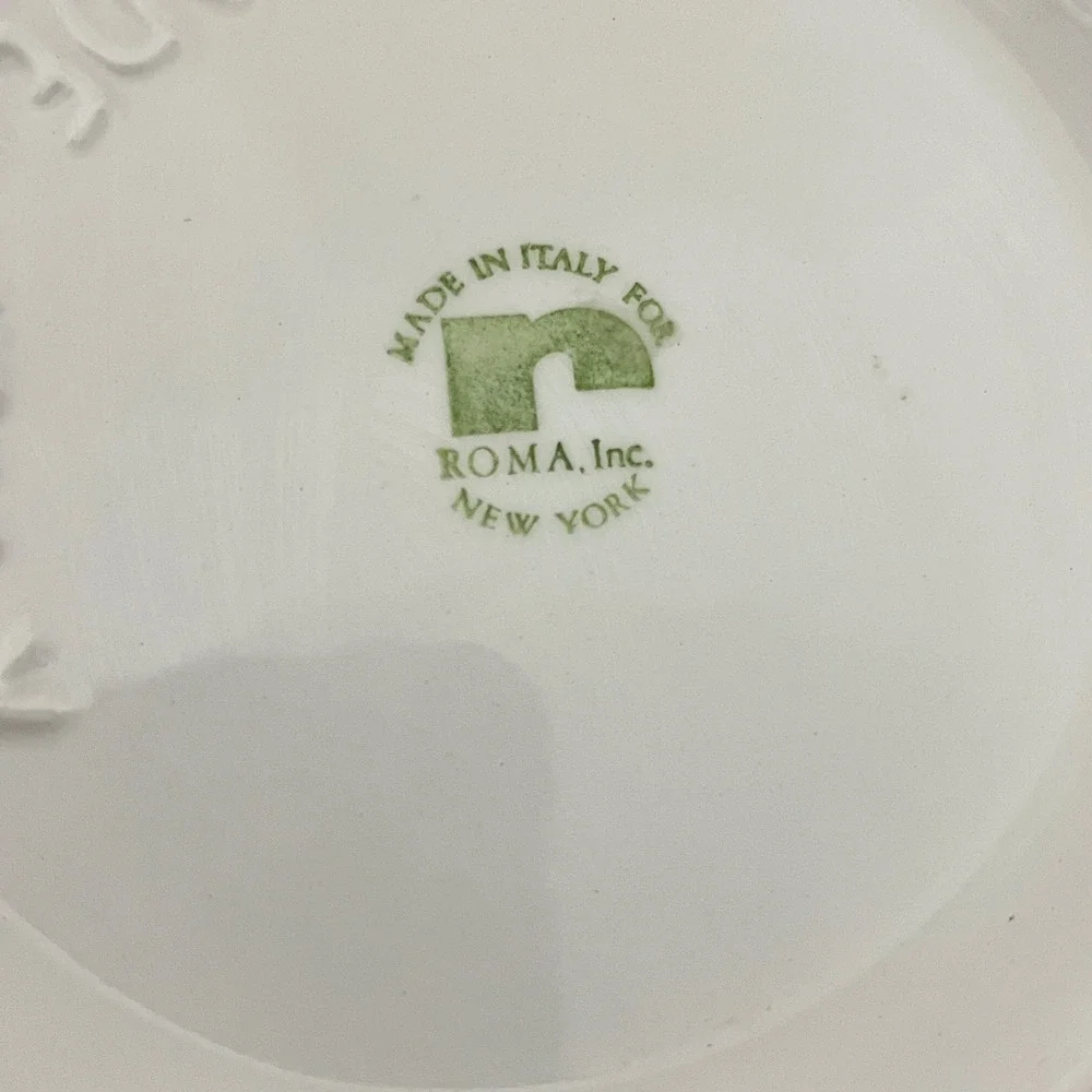 Roma Inc Vintage Serving Bowl Unisex Large White Floral Hand Painted Italy